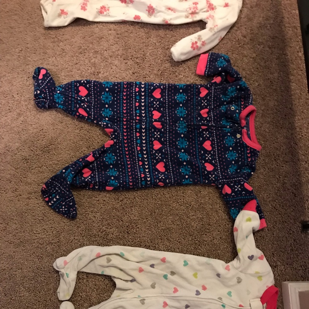 5 gorgeous baby girl  fleece sleepers 6 months